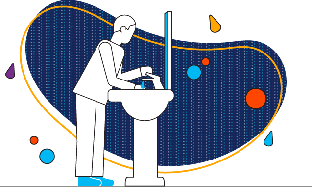 graphic with person at sink