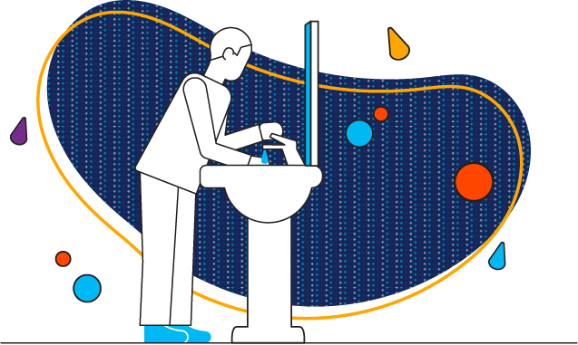 graphic with person at sink